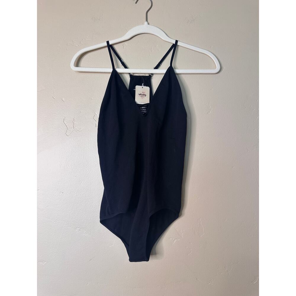 NWT Free People Intimately Ribbed Black Bodysuit MEDIUM/LARGE